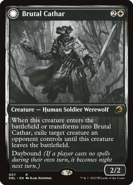 Brutal Cathar // Moonrage Brute, Magic card DBL 7 — Innistrad: Double Feature set