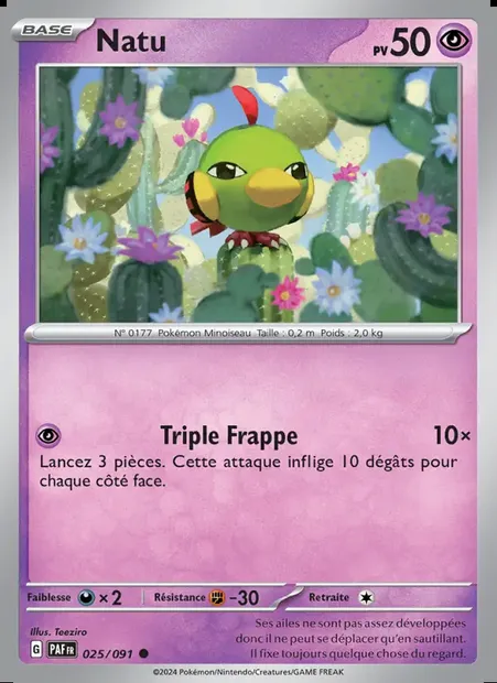 Natu, carte Pokémon PAF 025 — extension Destinées de Paldea