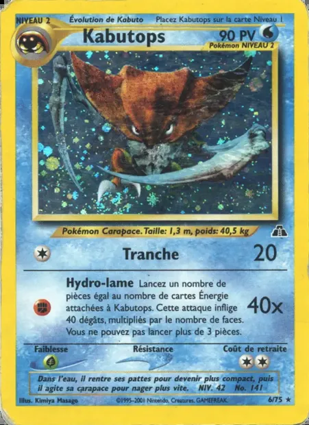 Kabutops, carte Pokémon ND 6 — extension Neo Discovery