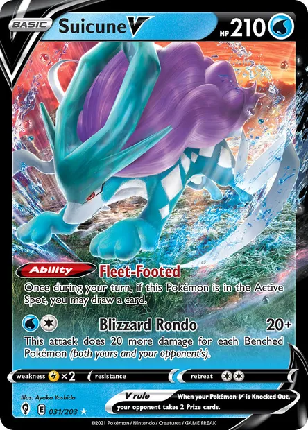Suicune V, Pokémon card EVS 31 — Evolving Skies set