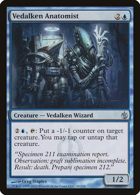 Vedalken Anatomist, Magic card MBS 36 — Mirrodin Besieged set