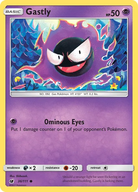 Gastly, Pokémon card CIN 36 — Crimson Invasion set