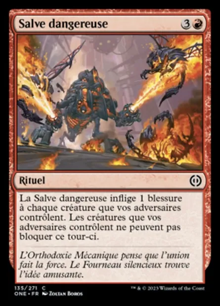 Salve dangereuse, carte Magic ONE 135 — extension Tous Phyrexians