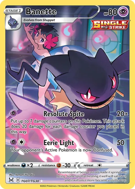 Banette, Pokémon card LOR TG07 — Lost Origin set