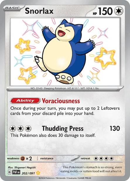 Snorlax, Pokémon card PAF 202 — Paldean Fates set