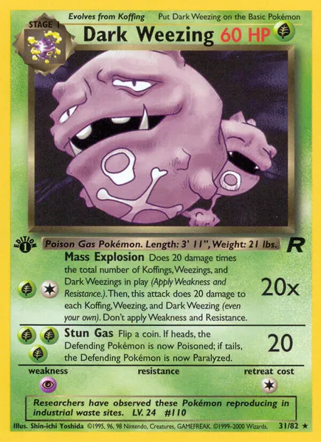 Dark Weezing, Pokémon card TR 31 — Team Rocket set