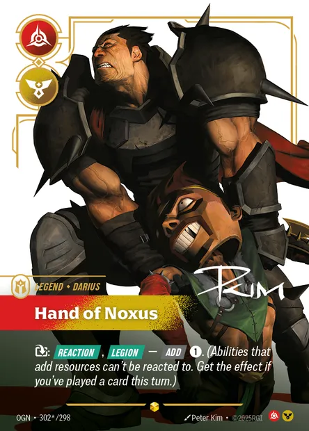 Hand of Noxus, Riftbound card OGN 302* — Origins set