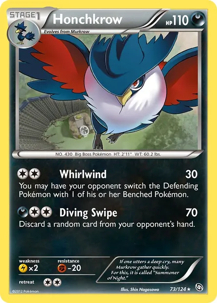 Honchkrow, Pokémon card DRX 73 — Dragons Exalted set