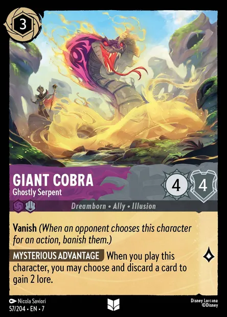 Giant Cobra - Ghostly Serpent, Disney Lorcana card CH7-057 — Archazia's Island set
