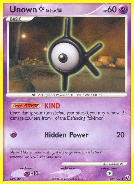 Unown K, Pokémon card SW 68 — Secret Wonders set