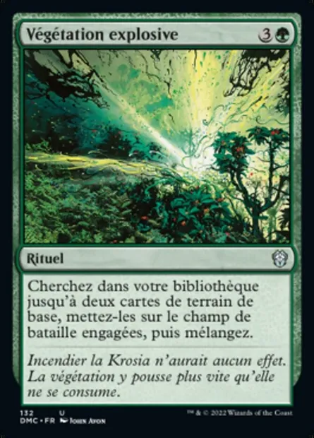 Végétation explosive, carte Magic DMC 132 — extension Dominaria United Commander