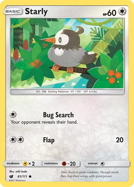 Starly, Pokémon card CIN 81 — Crimson Invasion set