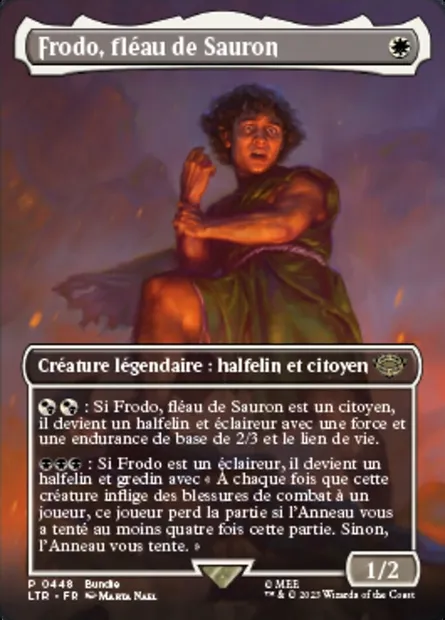 Frodo, fléau de Sauron, carte Magic LTR 448 — extension Le Seigneur des Anneaux : chroniques de la Terre du Milieu
