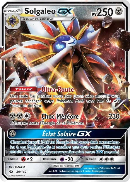 Solgaleo GX, carte Pokémon SUM 89 — extension Soleil et Lune