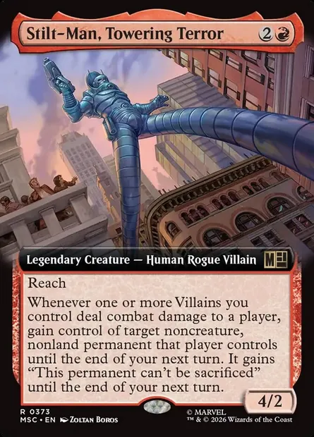 Stilt-Man, Towering Terror, Magic card MSC 373 — Marvel Super Heroes Commander set