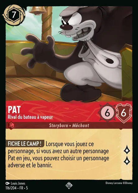 Pat - Rival du bateau à vapeur, carte Disney Lorcana CH5-116 — extension Ciel Scintillant
