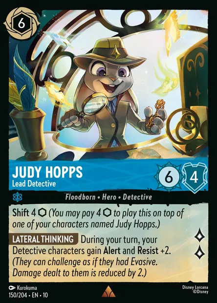 Judy Hopps - Lead Detective, Disney Lorcana card CH10-150 — Whispers in the Well set