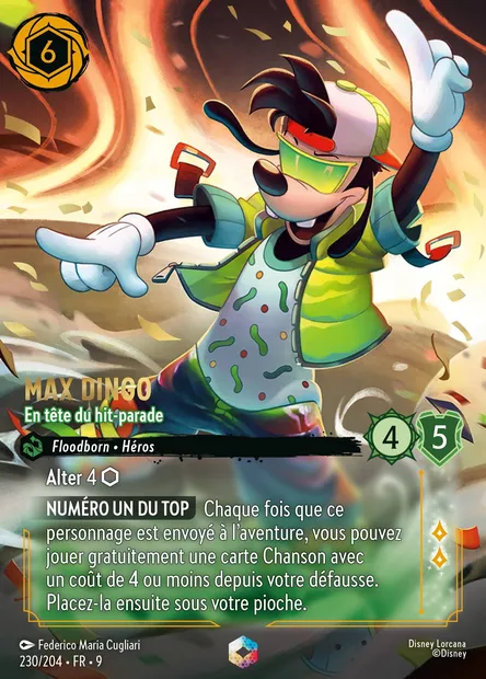 Max Dingo - En tête du hit-parade, carte Disney Lorcana CH9-230 — extension Fabuleux