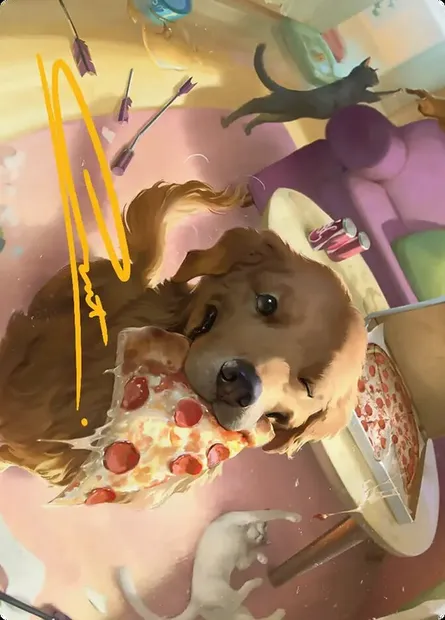Lucky the Pizza Dog // Lucky the Pizza Dog, Magic card AMSH 44 — Marvel Super Heroes Art Series set