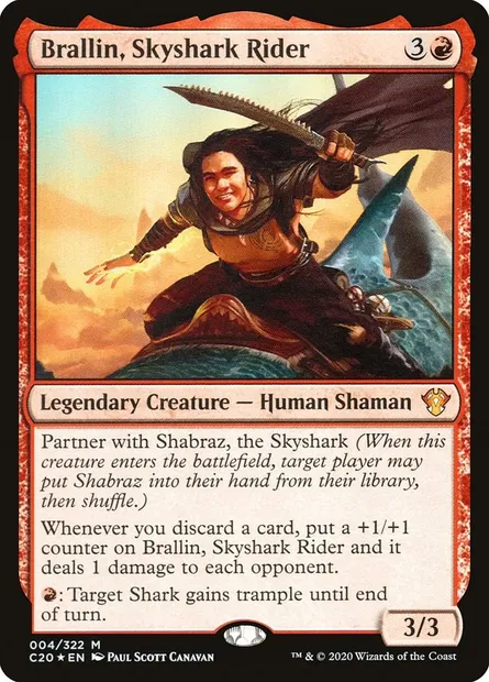 Brallin, Skyshark Rider, Magic card C20 4 — Commander 2020 set