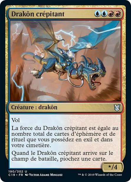Drakôn crépitant, carte Magic C19 190 — extension Commander 2019