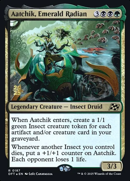 Aatchik, Emerald Radian, Magic card PDFT 187s — Aetherdrift Promos set