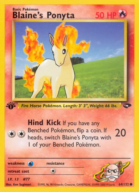 Blaine's Ponyta, Pokémon card GC 64 — Gym Challenge set