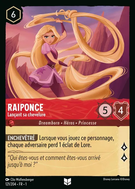 Raiponce - Lançant sa chevelure, carte Disney Lorcana CH1-121 — extension Premier Chapitre
