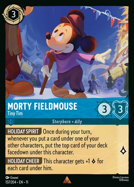 Morty Fieldmouse - Tiny Tim, Disney Lorcana card CH11-157 — Winterspell set