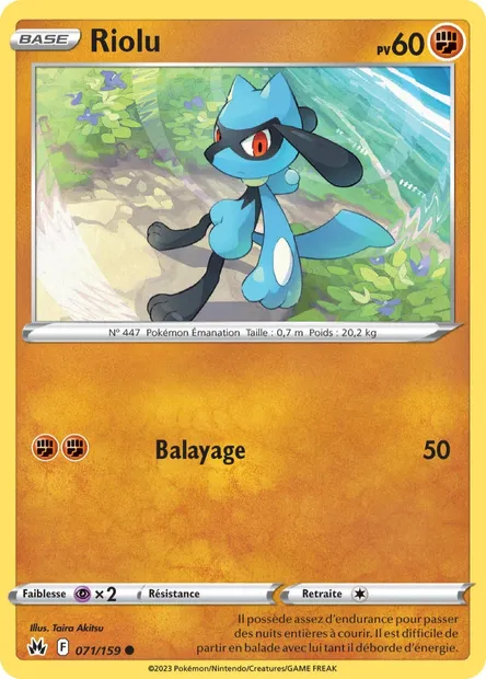 Riolu, carte Pokémon CRZ 071 — extension Zénith Suprême