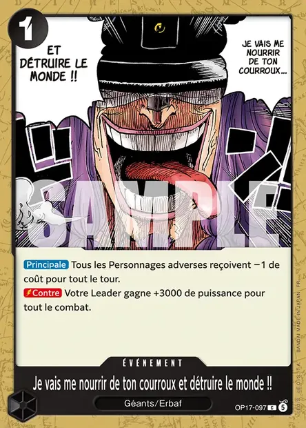 Je vais me nourrir de ton courroux et détruire le monde !!, carte One Piece OP17-097 — extension LES GUERRIERS LES PLUS PUISSANTS AU MONDE