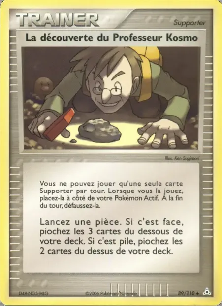 La découverte du Professeur Kosmo, carte Pokémon HP 89 — extension EX Fantômes Holon
