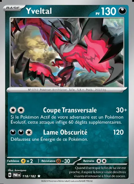 Yveltal, carte Pokémon PAR 118 — extension Faille Paradoxe