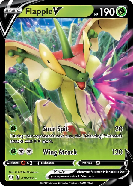 Flapple V, Pokémon card BST 18 — Battle Styles set