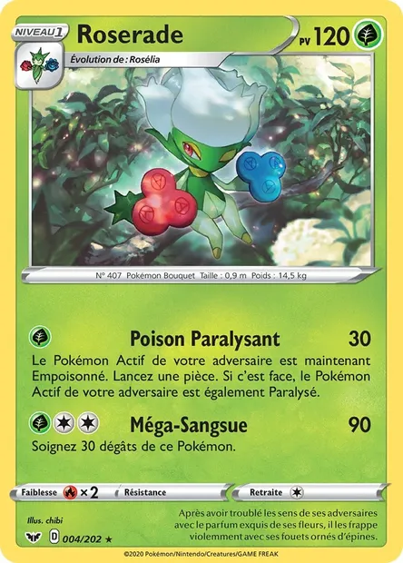 Roserade, carte Pokémon SSH 4 — extension Épée et Bouclier