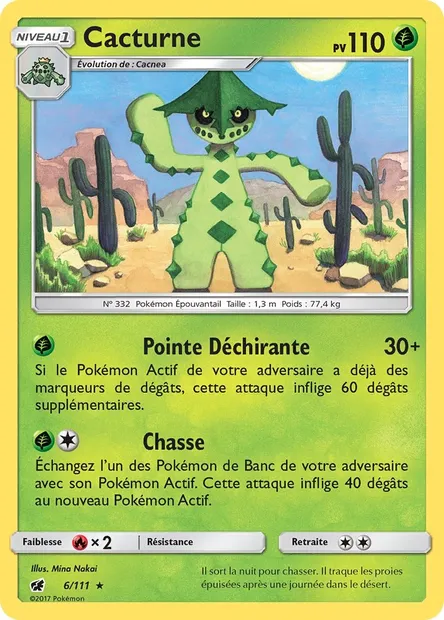 Cacturne, carte Pokémon CIN 6 — extension Invasion Carmin