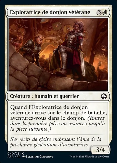 Exploratrice de donjon vétérane, carte Magic AFR 40 — extension Forgotten Realms: Aventures dans les Royaumes Oubliés