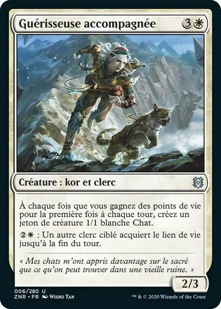 Guérisseuse accompagnée, carte Magic ZNR 6 — extension Renaissance de Zendikar