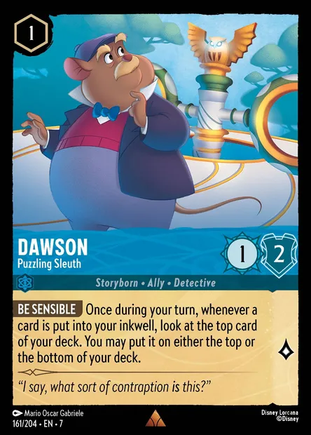 Dawson - Puzzling Sleuth, Disney Lorcana card CH7-161 — Archazia's Island set