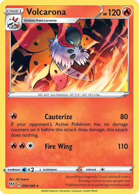 Volcarona, Pokémon card DAA 30 — Darkness Ablaze set