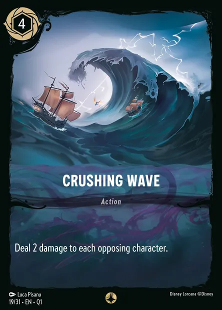Crushing Wave, Disney Lorcana card Q1-019 — Illumineer's Quest: Deep Trouble set