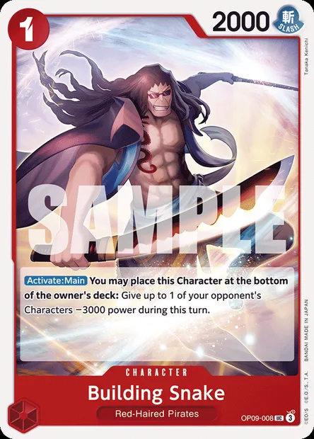 Building Snake, One Piece card OP09-008 — EMPERORS IN THE NEW WORLD set
