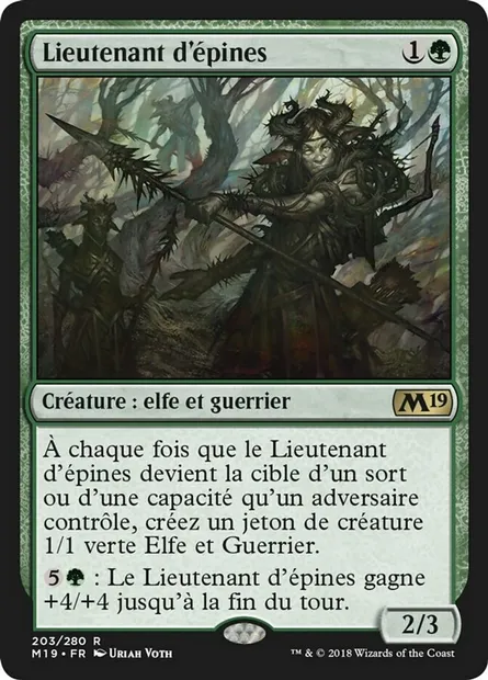 Lieutenant d'épines, carte Magic M19 203 — extension Core Set 2019