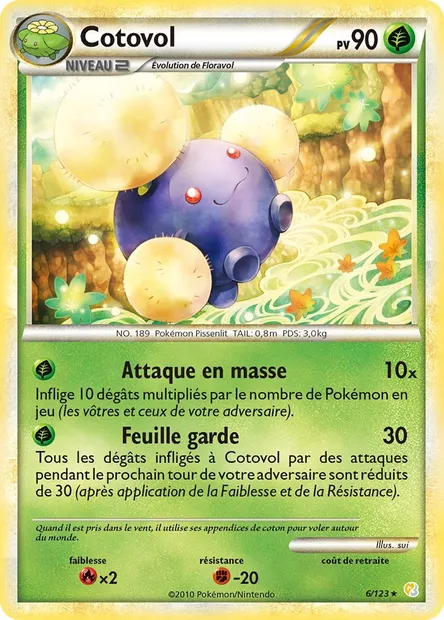 Cotovol, carte Pokémon HS 6 — extension HeartGold SoulSilver