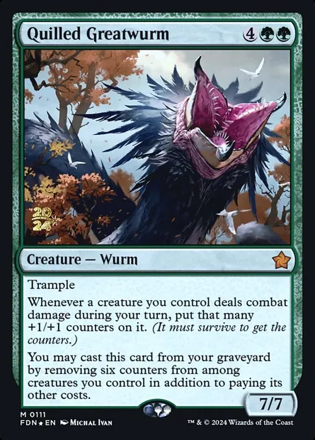 Quilled Greatwurm, Magic card PFDN 111s — Foundations Promos set