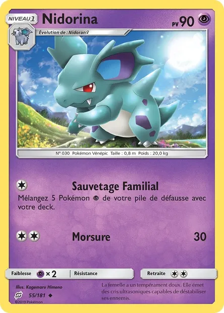 Nidorina, carte Pokémon TEU 55 — extension Duo de Choc