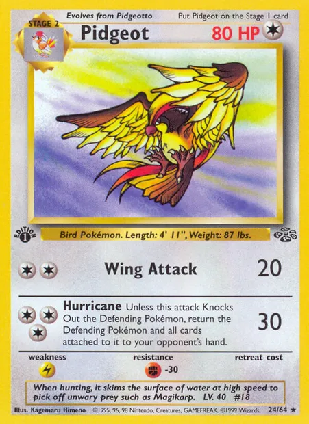 Pidgeot, Pokémon card JU 24 — Jungle set