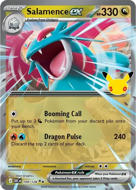 Salamence ex, Pokémon card 30C 109 — 30th Celebration set