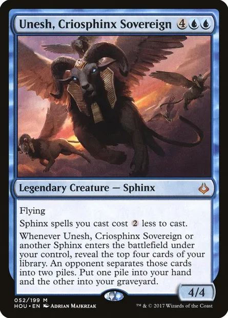 Unesh, Criosphinx Sovereign, Magic card HOU 52 — Hour of Devastation set