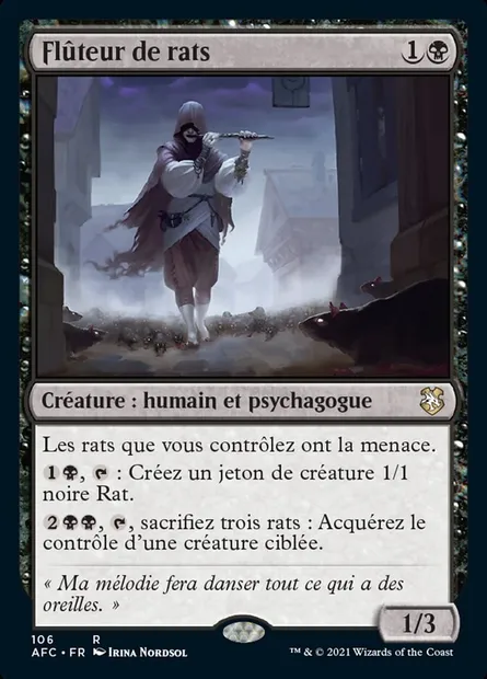 Flûteur de rats, carte Magic AFC 106 — extension Forgotten Realms Commander